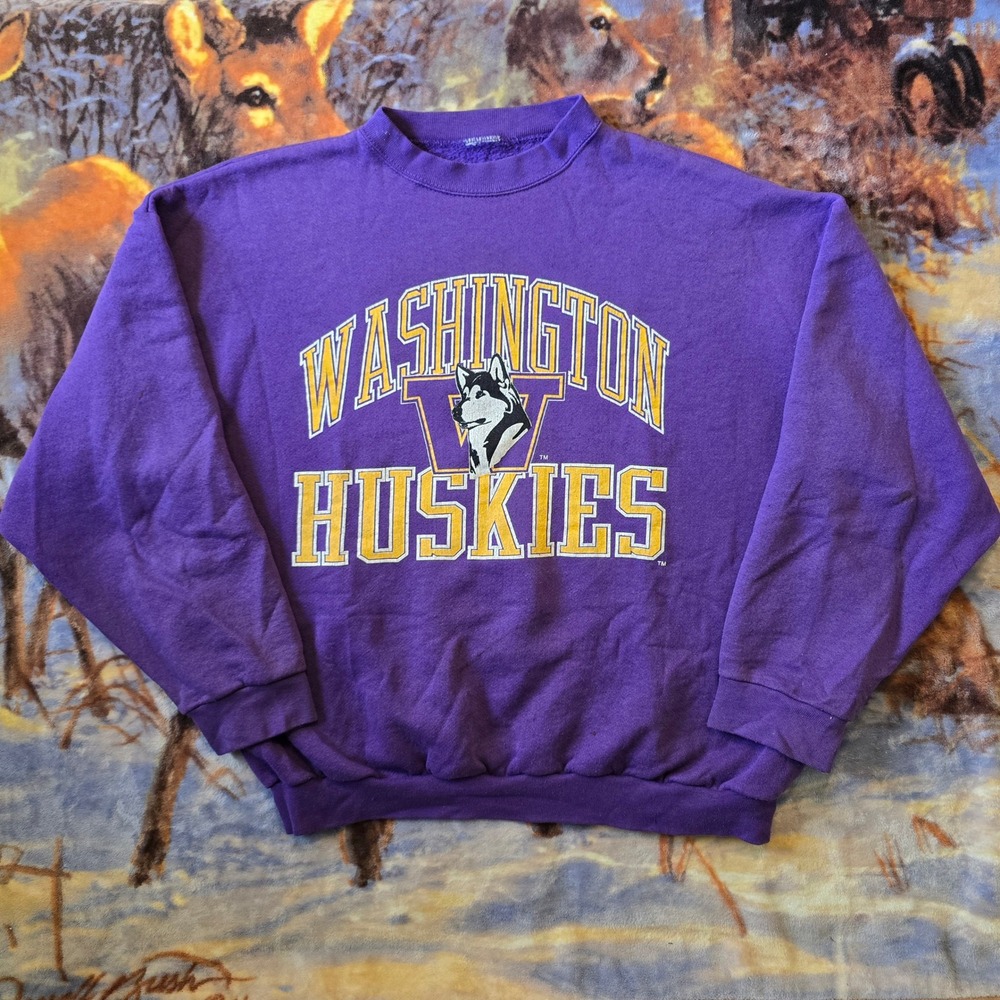 Vintage University of Washington Huskies 90s Faded College Crewneck sz XL